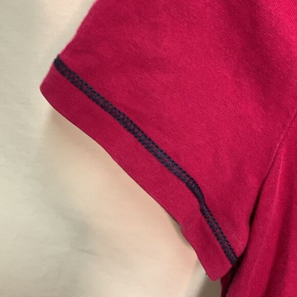 Lauren Ralph Lauren Active Magenta Pink Navy Trim Short Sleeve T-Shirt Size M - Picture 6 of 10